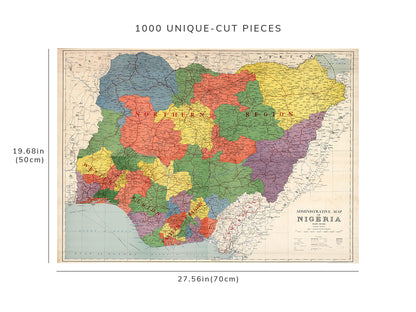 1000 piece puzzle - Map of Nigeria | Jigsaw Puzzle Game for Adults | Birthday Present Gifts | Unique Gift