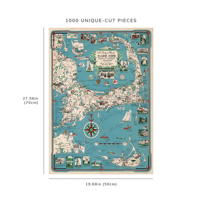 1000 piece puzzle - 1955 Picture Chart of Cape Cod, Martha's Vinyard and Nantucket | Birthday Present Gifts