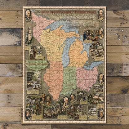 1000 piece puzzle Map of Old Northwest Territory Birthday Present Gifts Family Entertainment