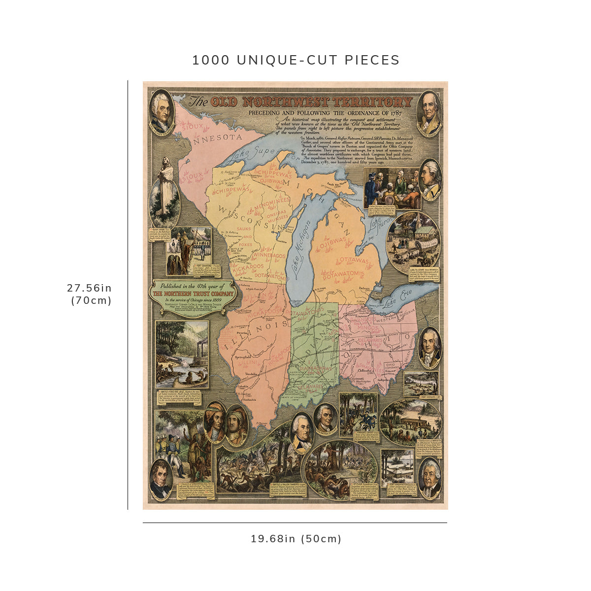 1000 piece puzzle - Map of Old Northwest Territory | Birthday Present Gifts | Family Entertainment