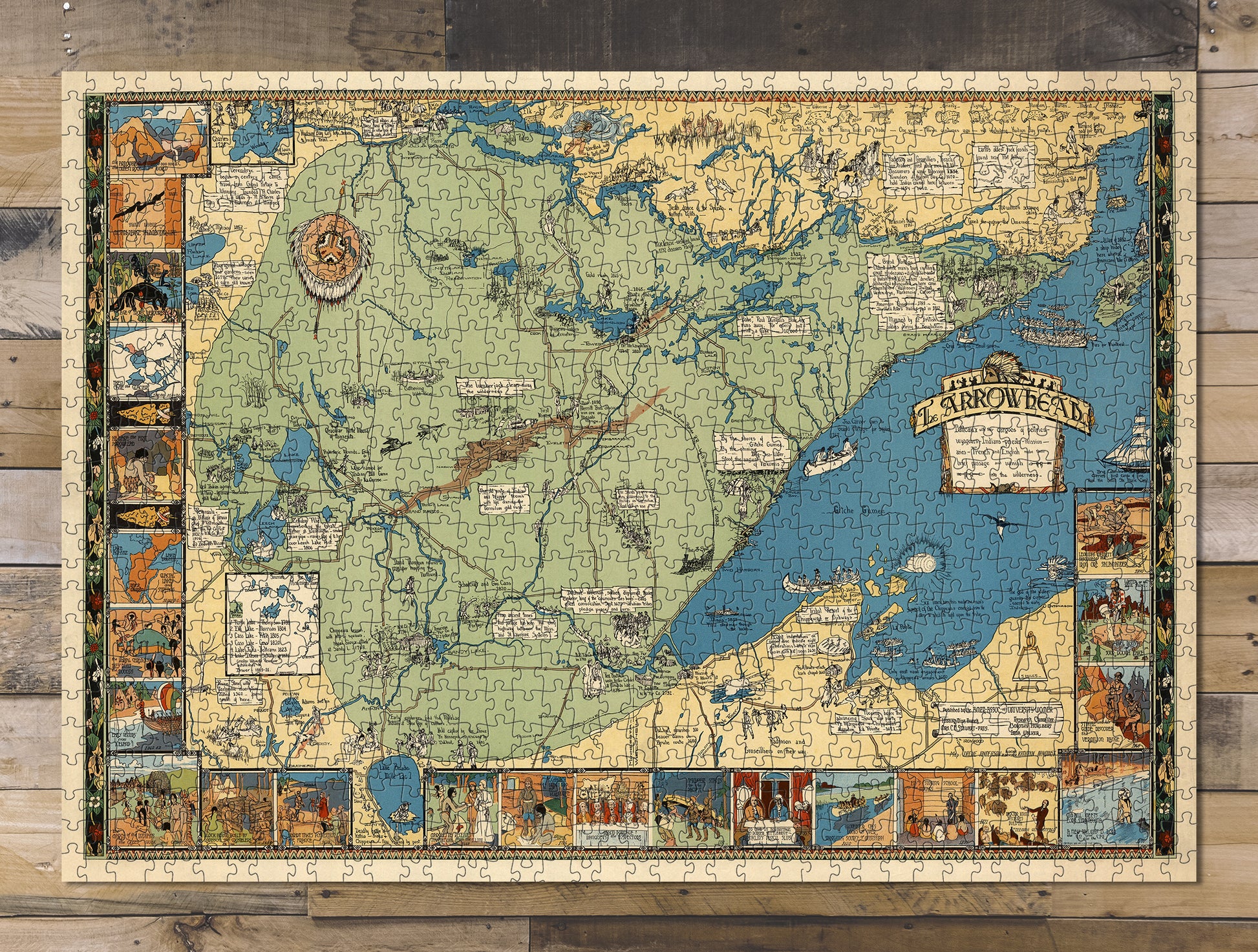 1000 piece puzzle 1935 Map of The Arrowhead Minnesota Family Entertainment