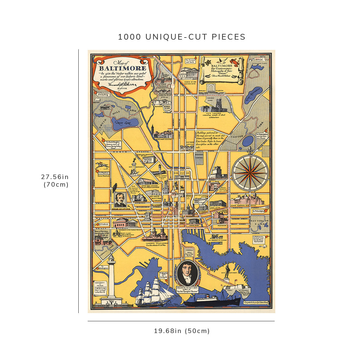 1000 piece puzzle - 1930 Map of Baltimore | Family Entertainment | Jigsaw Puzzle Game for Adults