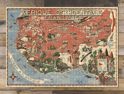 1000 piece puzzle Map of French West Africa Birthday Present Gifts Family Entertainment Hand made