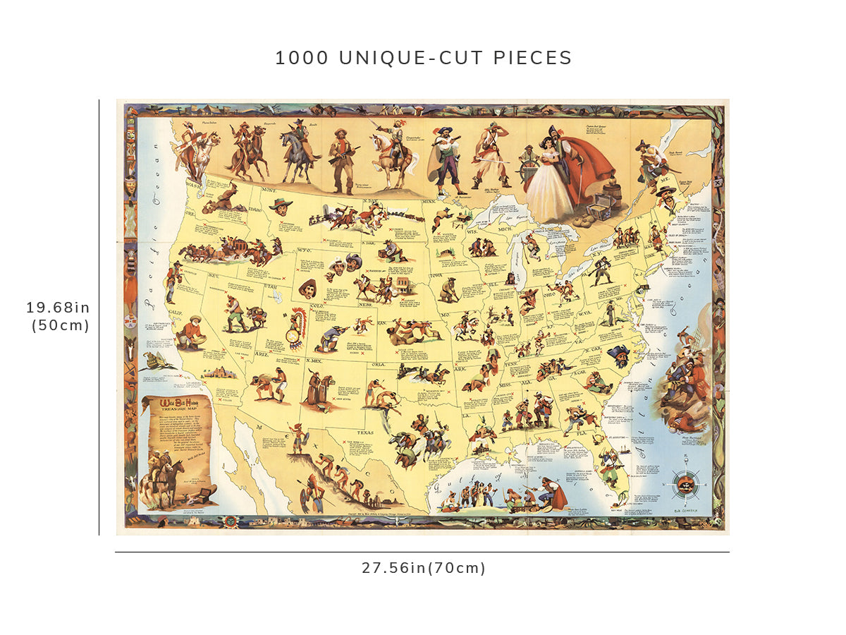 1000 piece puzzle - 1952 Map of Wild Bill Hickok Treasure | Jigsaw Puzzle Game for Adults
