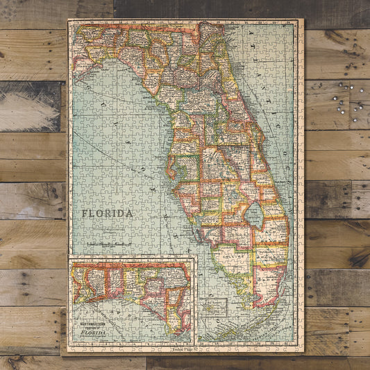 1000 Piece Jigsaw Puzzle Florida. (Copyrighted by) National Map Company, Indianapolis