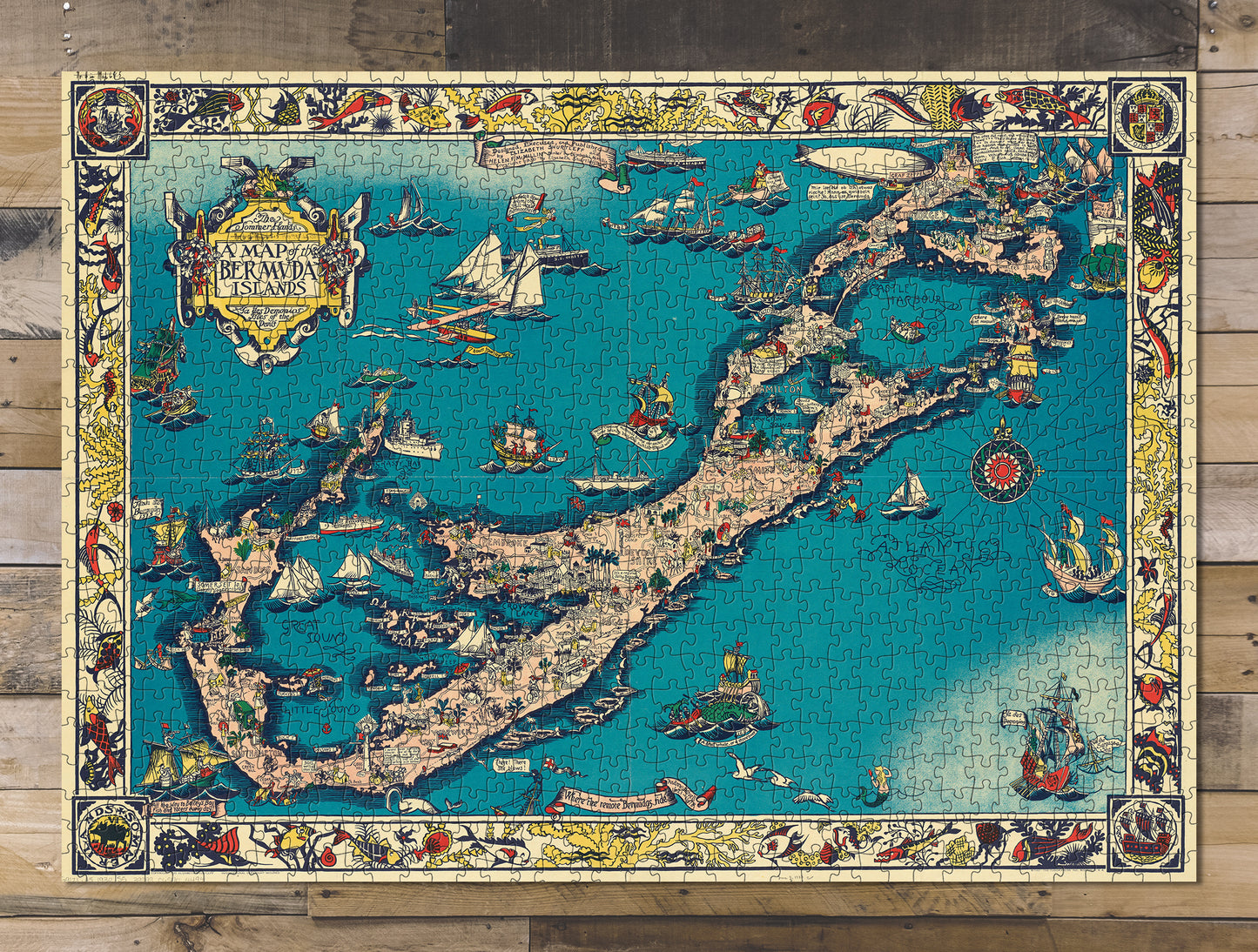 1000 piece puzzle 1930 Map of the Bermuda Islands Family Entertainment Jigsaw Puzzle Game for Adults