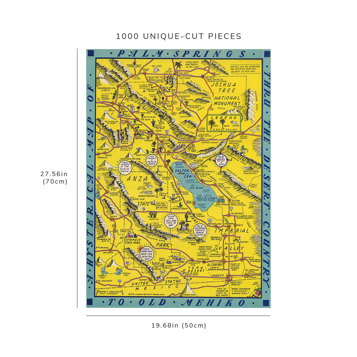 1000 piece puzzle - 1948 Map of Palm Springs | Birthday Present Gifts | Family Entertainment | Jigsaw games