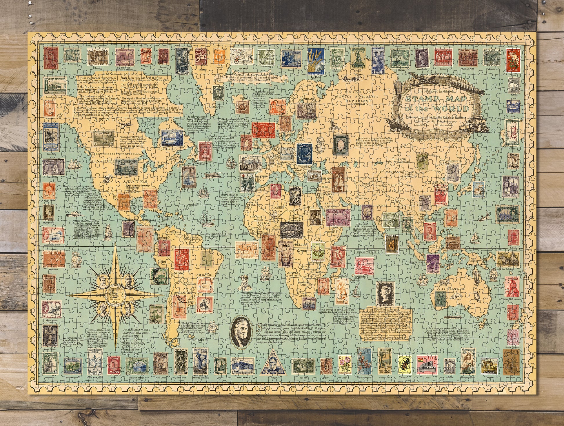 1000 piece puzzle 1959 Map The Philatelic Institute's Stamp of the world Family Entertainment