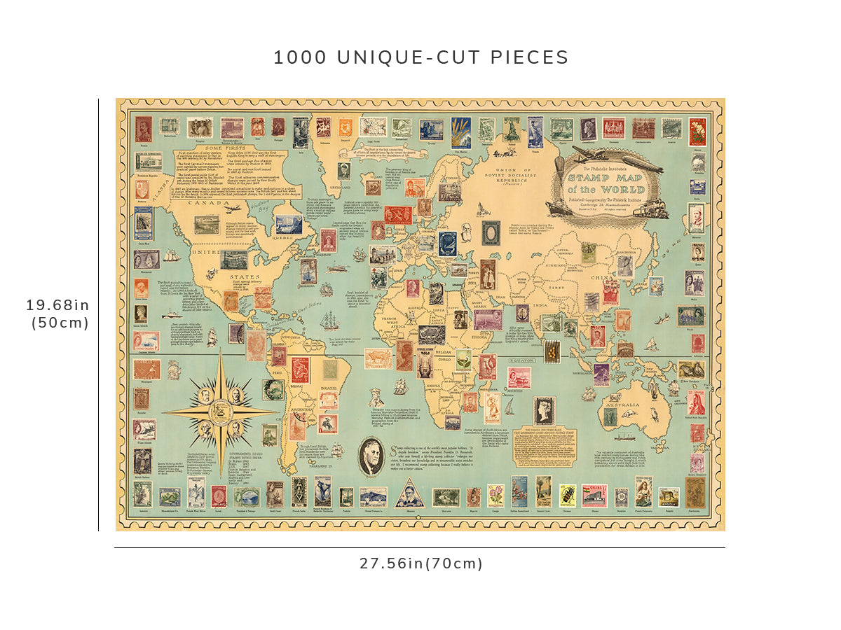 1000 piece puzzle - 1959 Map | The Philatelic Institute's Stamp of the world | Family Entertainment