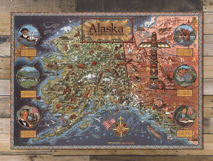 1000 piece puzzle 1959 Map of Alaska Family Entertainment Jigsaw Puzzle Game for Adults Unique Gift