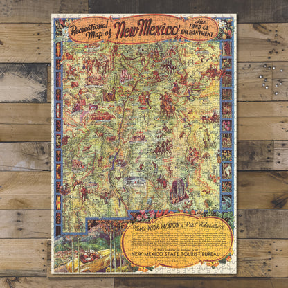 1000 piece puzzle 1959 Recreational Map Of New Mexico Land Of Enchantment Family Entertainment