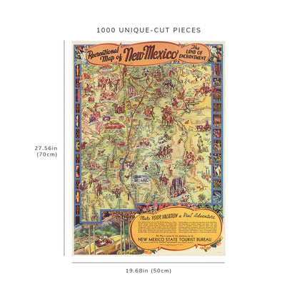 1000 piece puzzle - 1959 | Recreational Map Of New Mexico | Land Of Enchantment | Family Entertainment