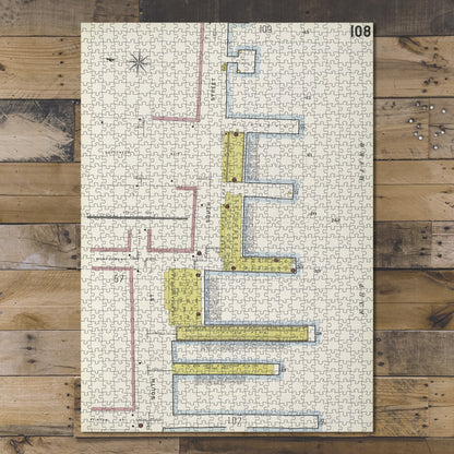 1000 Piece Jigsaw Puzzle 1884 Map of New York Manhattan, V. 1, Plate No. 108 Map