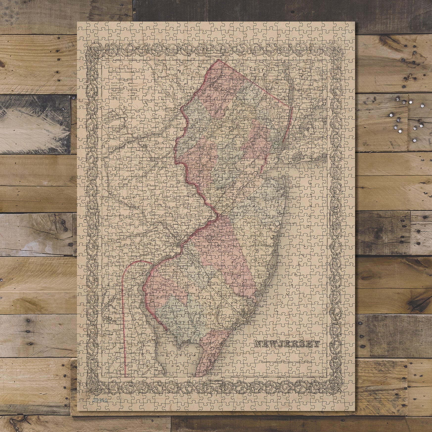 1000 Piece Jigsaw Puzzle 1855 Map of No. 172 William St. New York New Jersey J.H.C