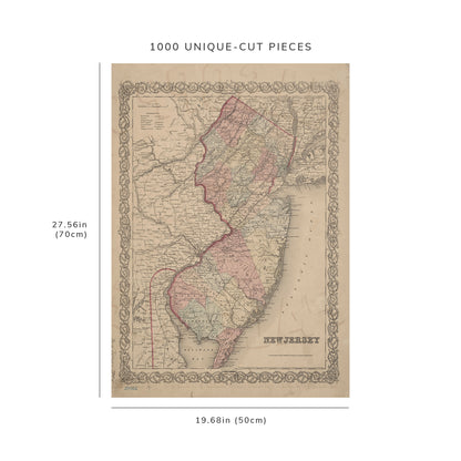 1000 Piece Jigsaw Puzzle: 1855 Map of No. 172 William St. New York New Jersey J.H.C
