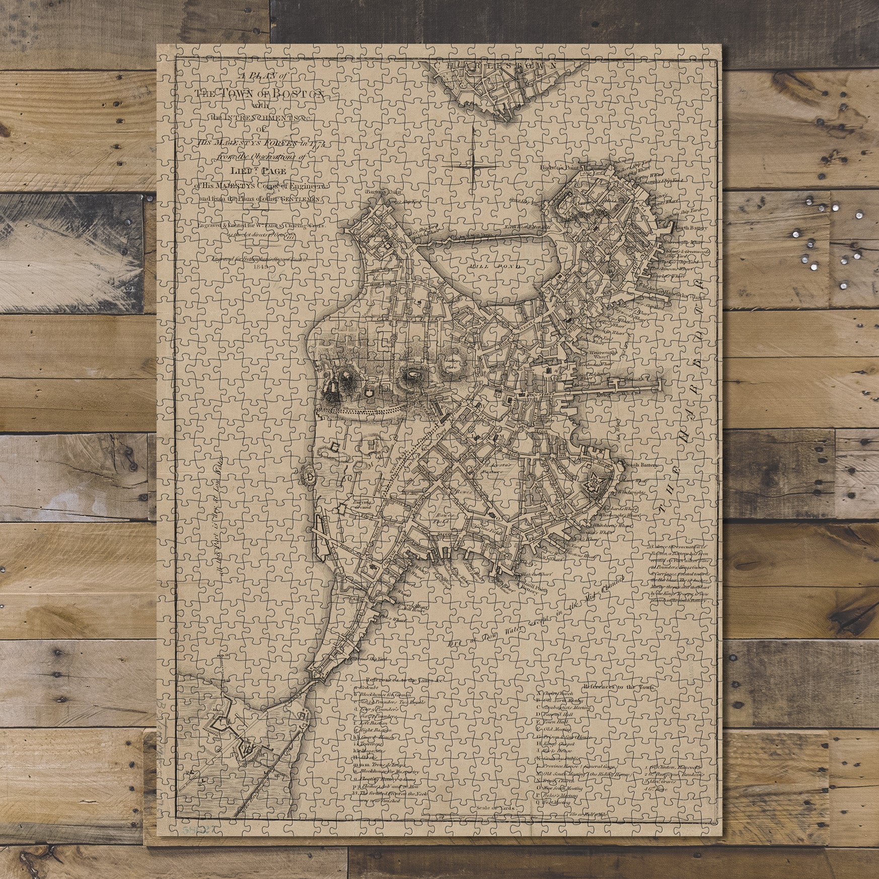 1000 Piece Jigsaw Puzzle 1849 Map of Boston A plan of the town of Boston Page, Thomas H
