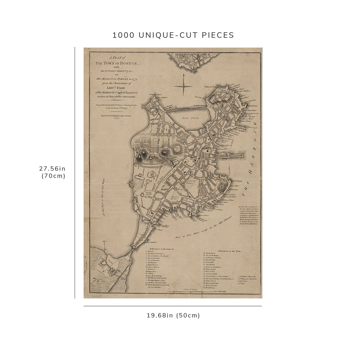 1000 Piece Jigsaw Puzzle: 1849 Map of Boston A plan of the town of Boston Page, Thomas H