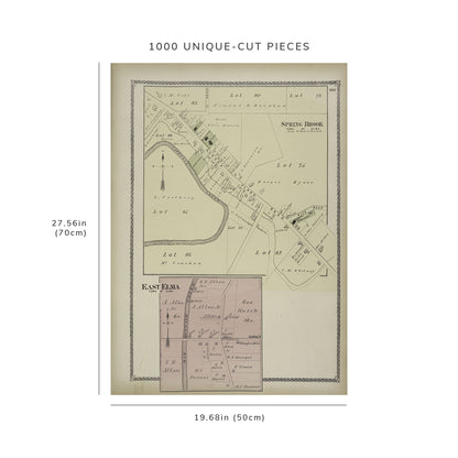 1000 Piece Jigsaw Puzzle: 1880 Map of New York Spring Brook Village East Elma Villag F.W
