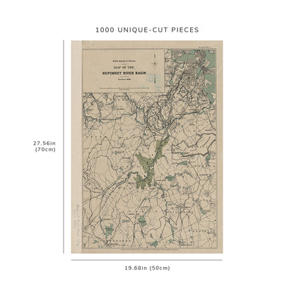 1000 Piece Jigsaw Puzzle: 1896 Map of Boston, Mass. Map of the Neponset River