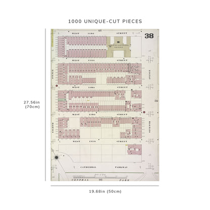 1000 Piece Jigsaw Puzzle: 1884 Map of New York Manhattan, V. 7, Plate No. 38 Map