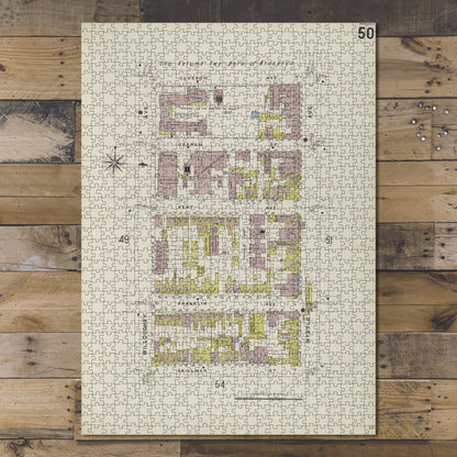 1000 Piece Jigsaw Puzzle 1884 Map of New York Brooklyn V. 3, Plate No. 50 Map