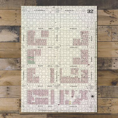 1000 Piece Jigsaw Puzzle 1884 Map of New York Manhattan, V. 7, Plate No. 32 Map