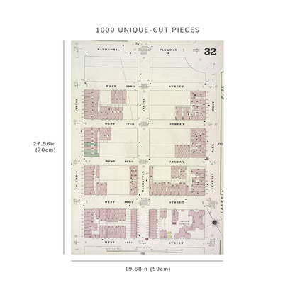 1000 Piece Jigsaw Puzzle: 1884 Map of New York Manhattan, V. 7, Plate No. 32 Map