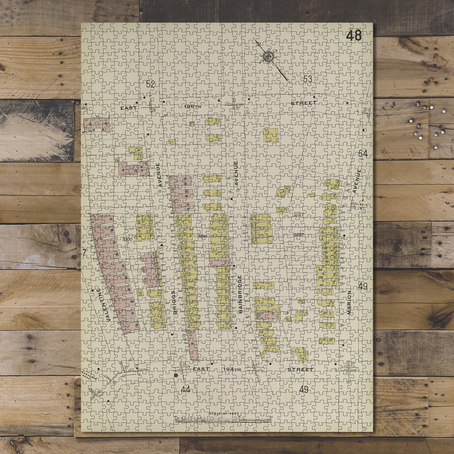 1000 Piece Jigsaw Puzzle 1884 Map of New York Bronx, V. 14, Plate No. 48 Map