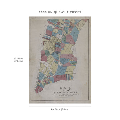 1000 Piece Jigsaw Puzzle: 1853 Map of New York Map of the City of New York showing the o