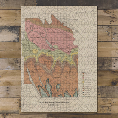 1000 Piece Jigsaw Puzzle 1895 Map of New York, N. Y. Geological Map of Onondaga County