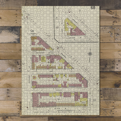 1000 Piece Jigsaw Puzzle 1884 Map of New York Brooklyn V. 3, Plate No. 68 Map