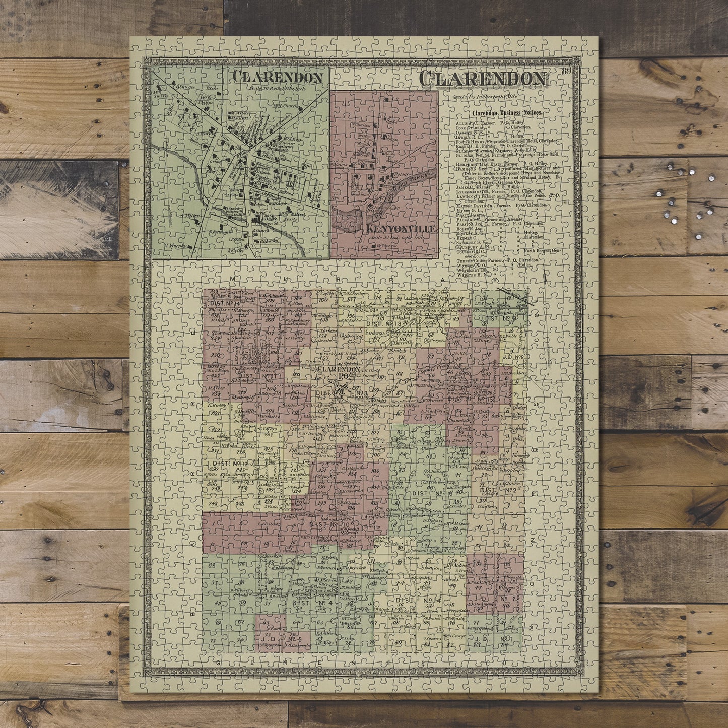 1000 Piece Jigsaw Puzzle 1875 Map of Philadelphia Clarendon Village Kenyonville Village