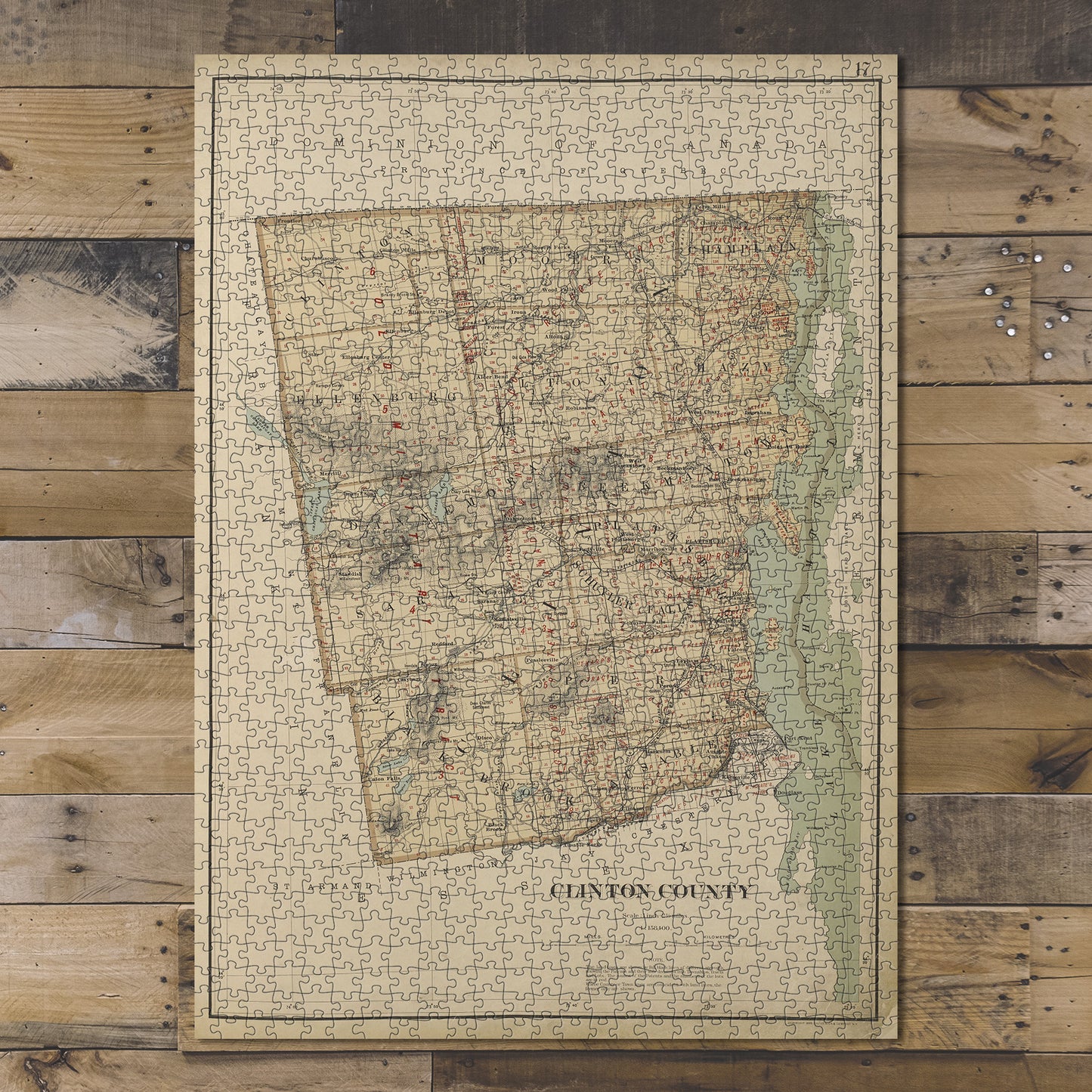 1000 Piece Jigsaw Puzzle 1895 Map of New York New York State, Plate No. 17 Map of Clint