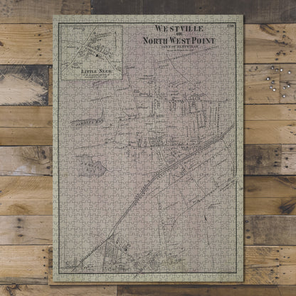 1000 Piece Jigsaw Puzzle 1873 Map of New York Westville or North West Point, Town of He