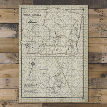 1000 Piece Jigsaw Puzzle 1914 Map of New York Roslyn Estates; Bulls Head Hyde, E. B.
