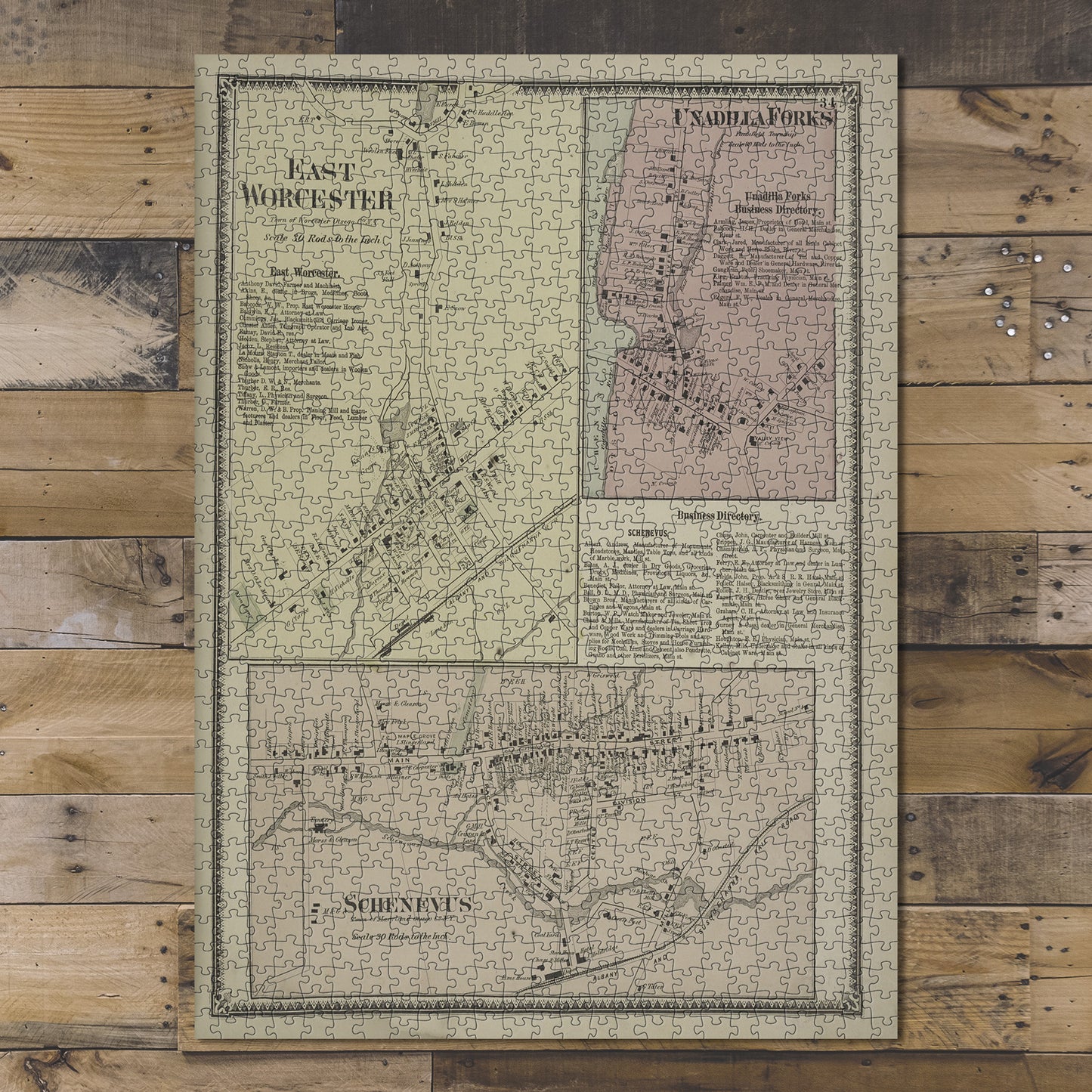 1000 Piece Jigsaw Puzzle 1868 Map of New York East Worcester Village East Worcester