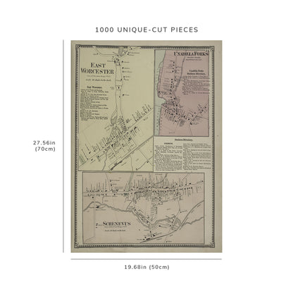 1000 Piece Jigsaw Puzzle: 1868 Map of New York East Worcester Village East Worcester