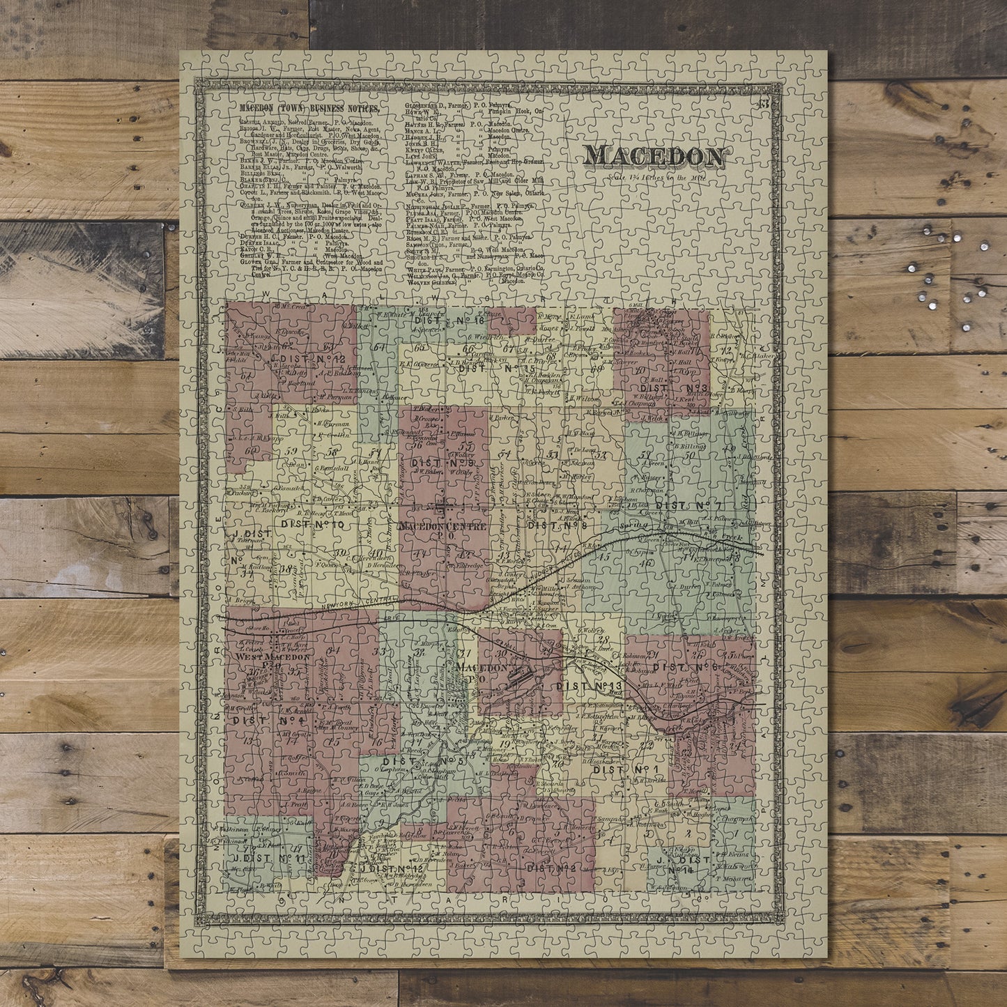1000 Piece Jigsaw Puzzle 1874 Map of Philadelphia Macedon (Town) Business Notices