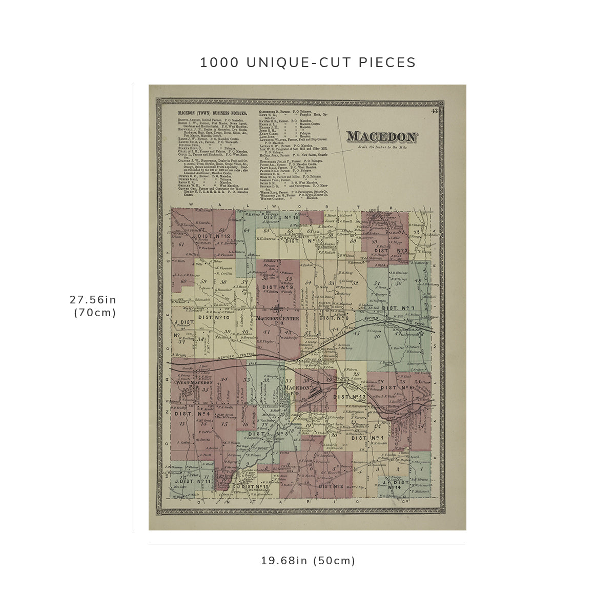 1000 Piece Jigsaw Puzzle: 1874 Map of Philadelphia Macedon (Town) Business Notices