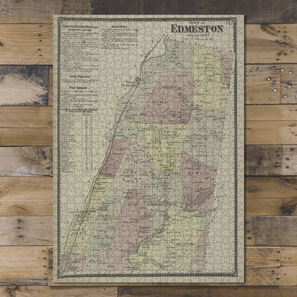 1000 Piece Jigsaw Puzzle 1868 Map of New York Edmeston Business Directory