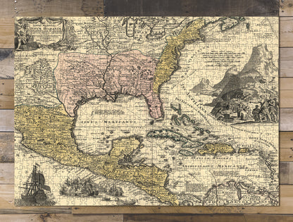 1000 piece puzzle 1759 Map of New Mexico or the Kingdom of Spain, the Ludovicianae, N. England