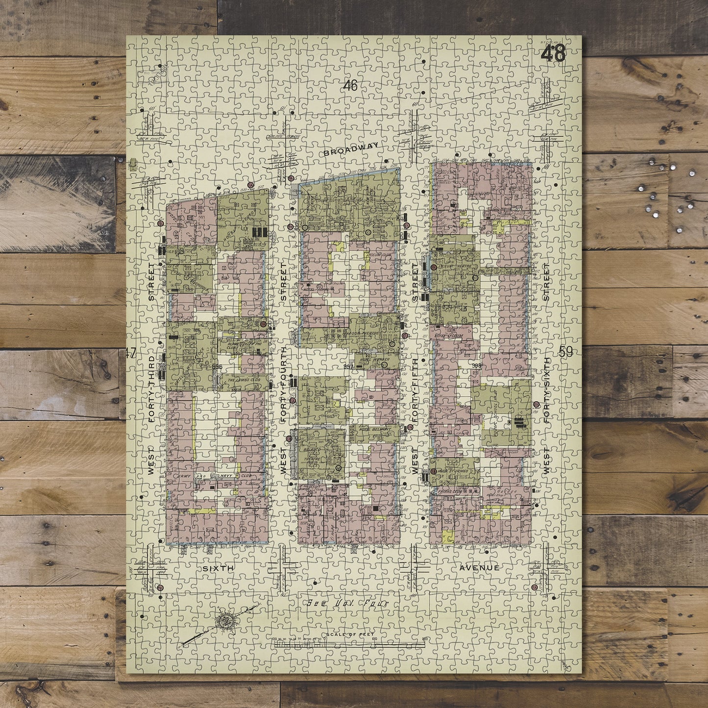 1000 Piece Jigsaw Puzzle 1884 Map of New York Manhattan, V. 5, Plate No. 48 Map