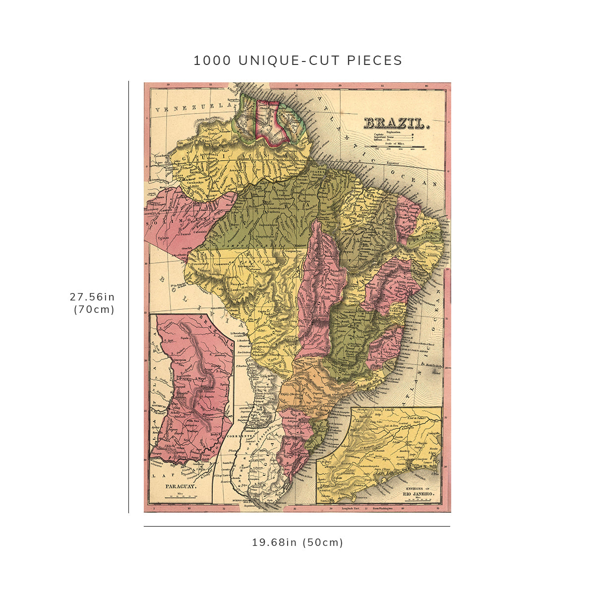 1000 piece puzzle - 1846 Map of Brazil | Family Entertainment | Jigsaw Puzzle Game for Adults