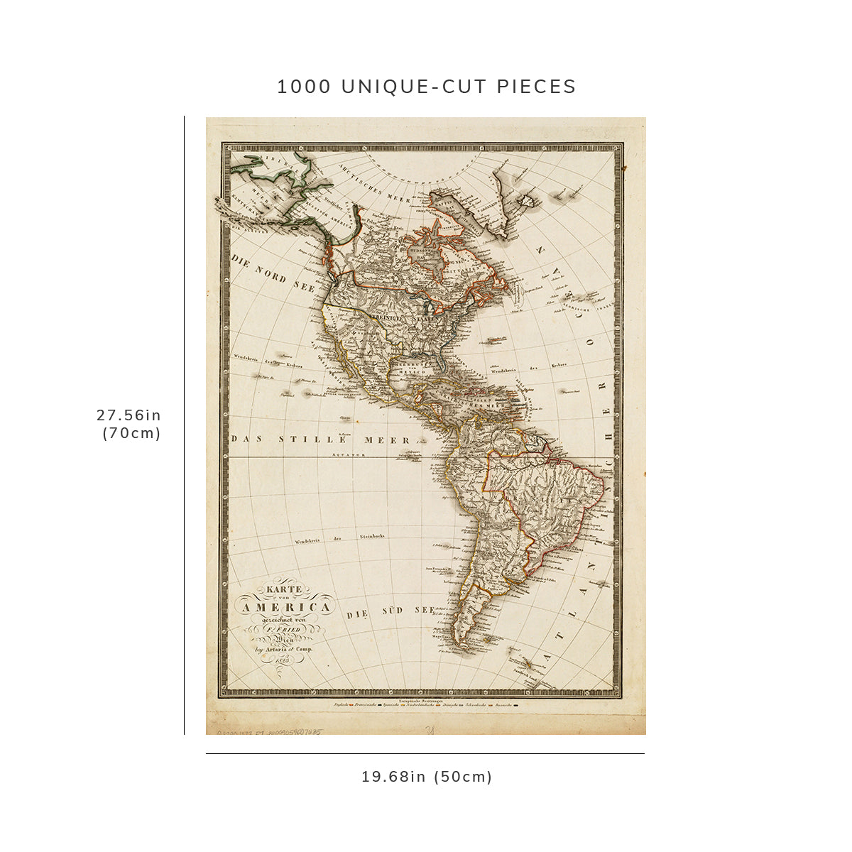 1000 Piece Jigsaw Puzzle: 1823 Map Central America | North America map of America
