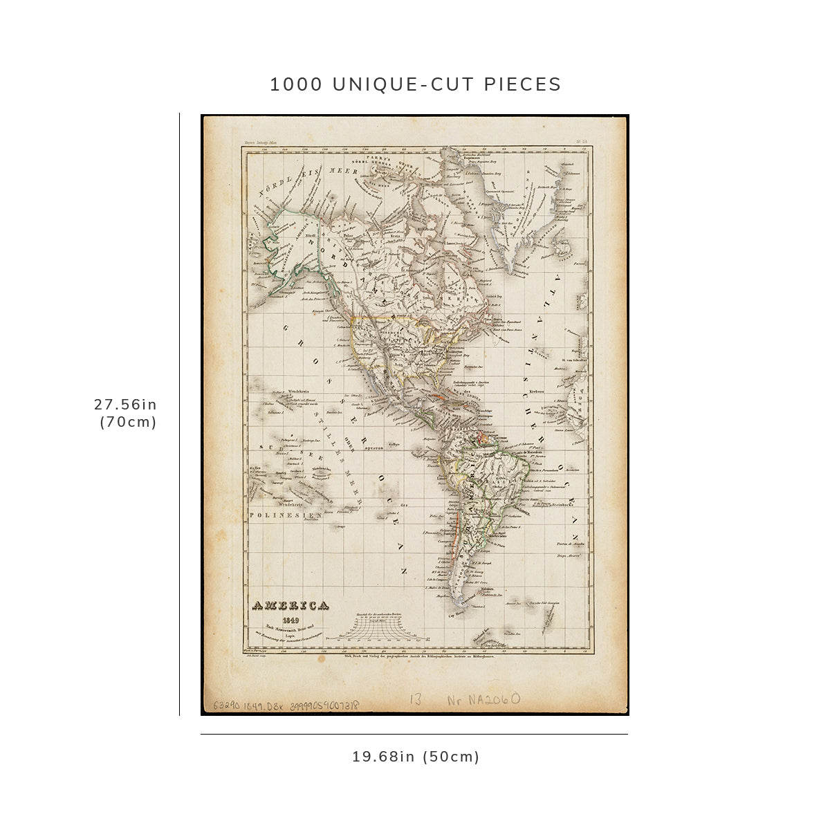1000 Piece Jigsaw Puzzle: 1849 Map Central America | North America America