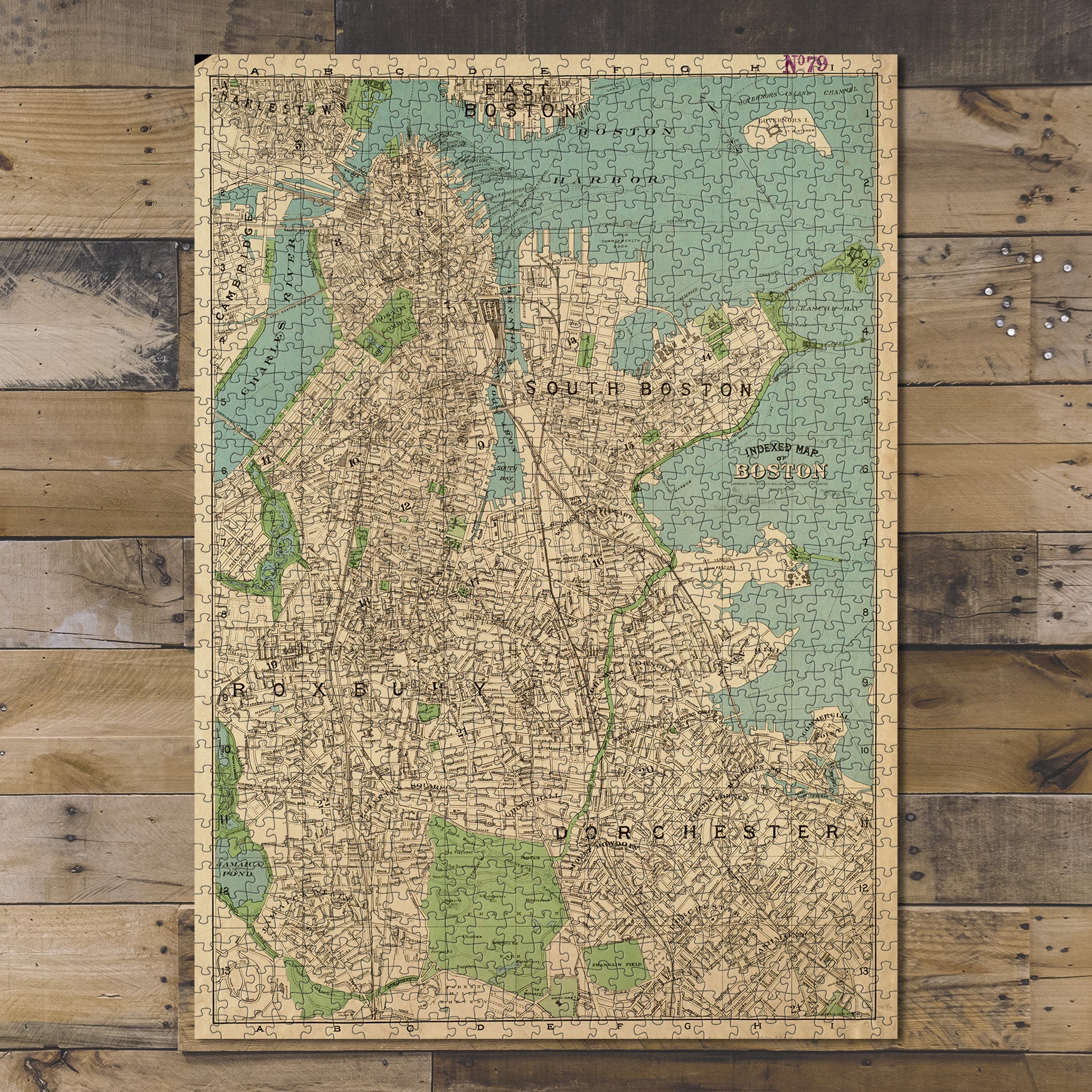 1000 Piece Jigsaw Puzzle 1900 Map | Latest map and index of Boston city, Massachusetts