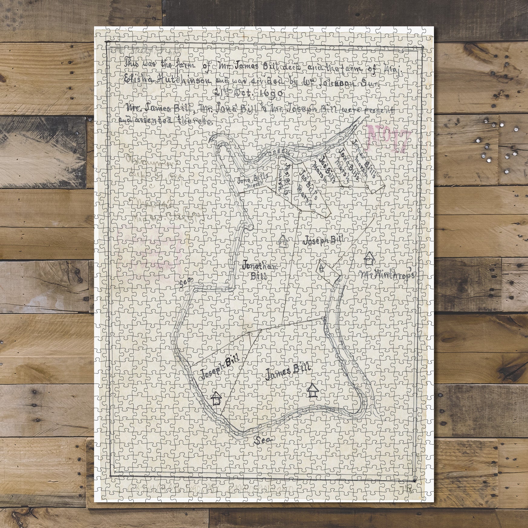 1000 Piece Jigsaw Puzzle 1690 Map Plan of farm lands in Chelsea
