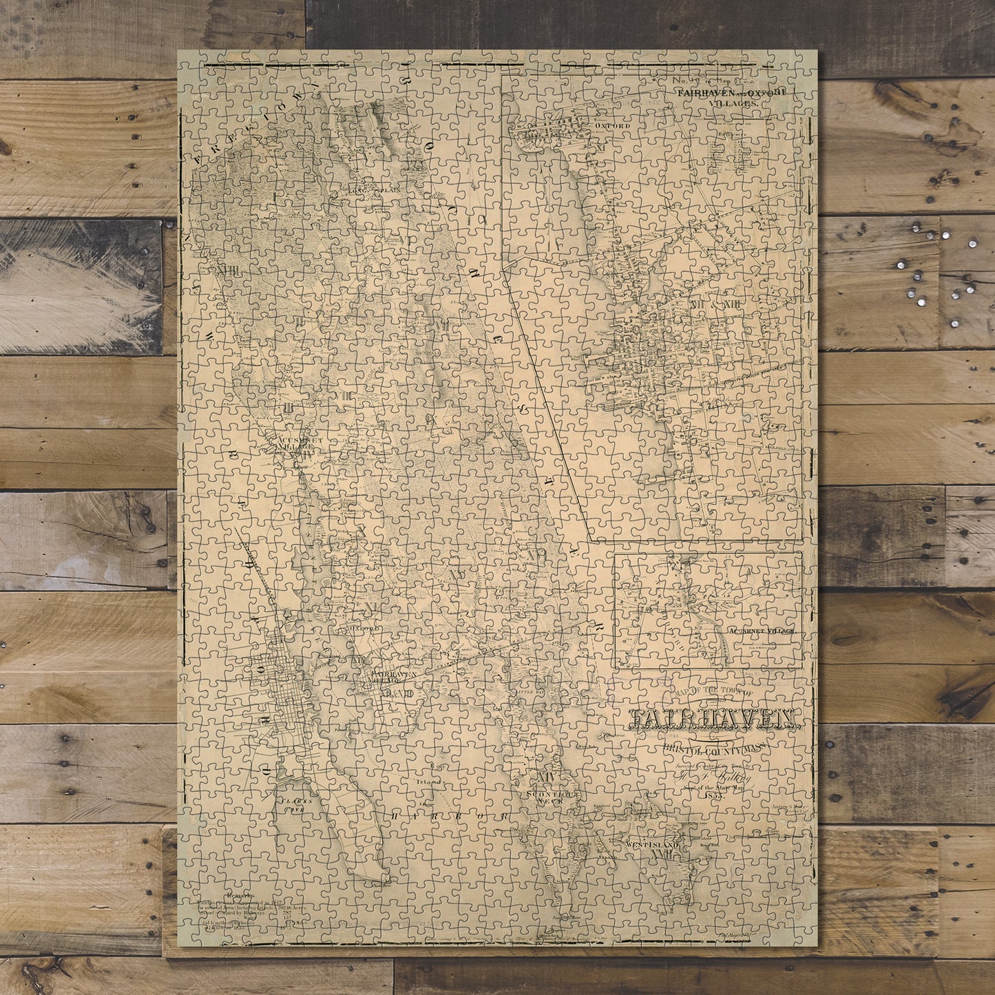 1000 Piece Jigsaw Puzzle 1855 Map | Bristol | Acushnet of the town of Fairhaven, Bristo