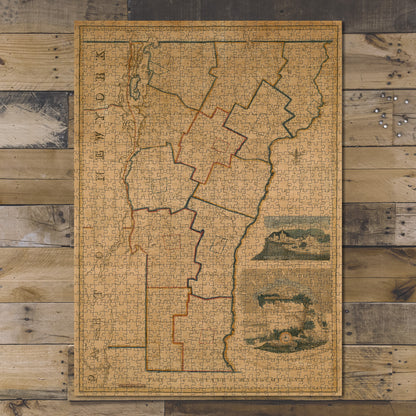 1000 Piece Jigsaw Puzzle 1824 Map Vermont Vermont, from actual survey with