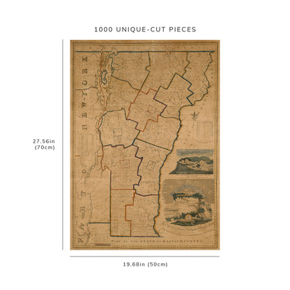1000 Piece Jigsaw Puzzle: 1824 Map Vermont Vermont, from actual survey with
